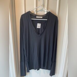 We The Free Black Long Sleeve V-Neck Tee